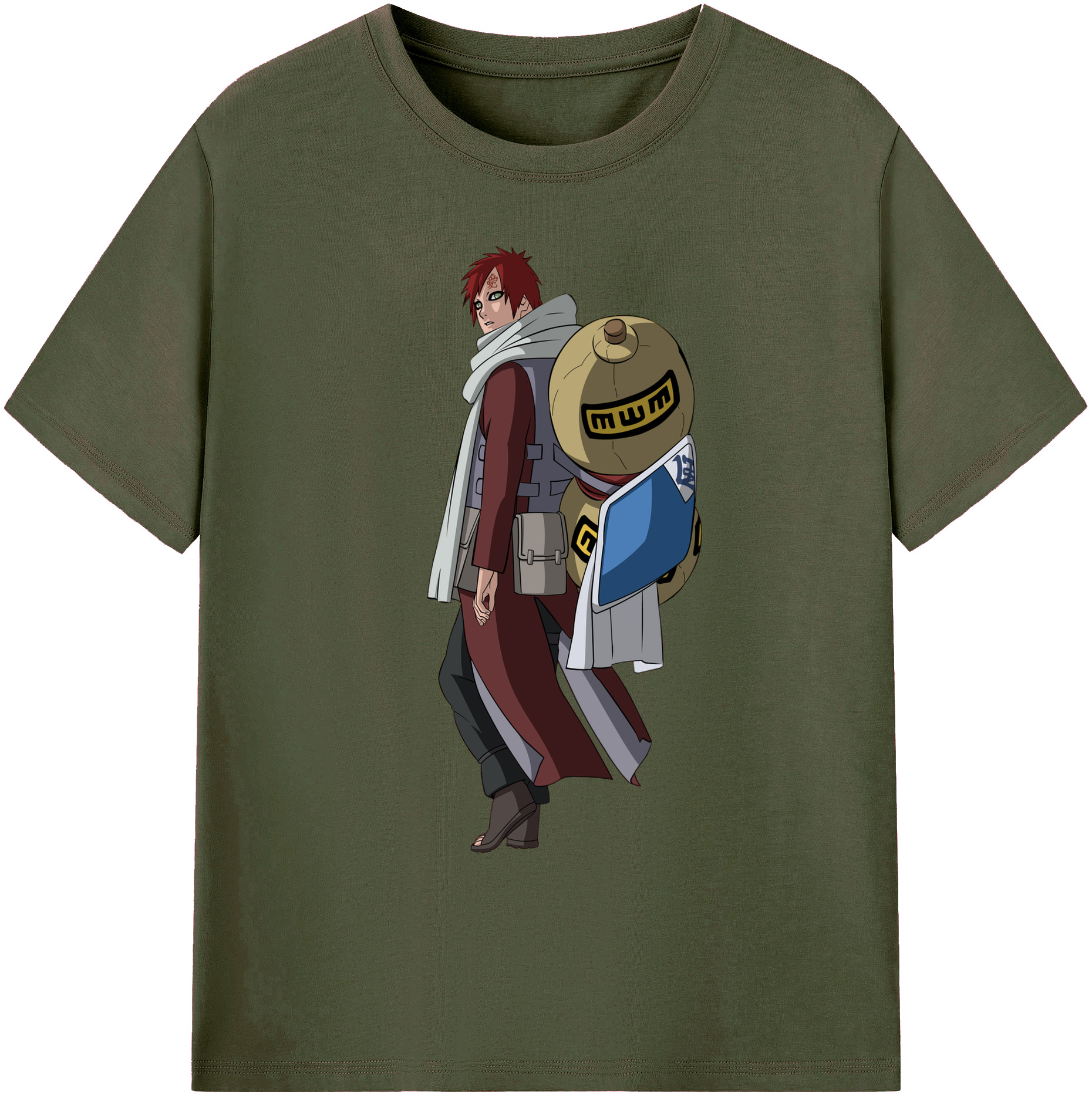 （画像用） NARUTO -ナルト- ガアラ Gaara 綿100％ メンズ半袖Tシャツ｜肌触りやわらか＆通気性